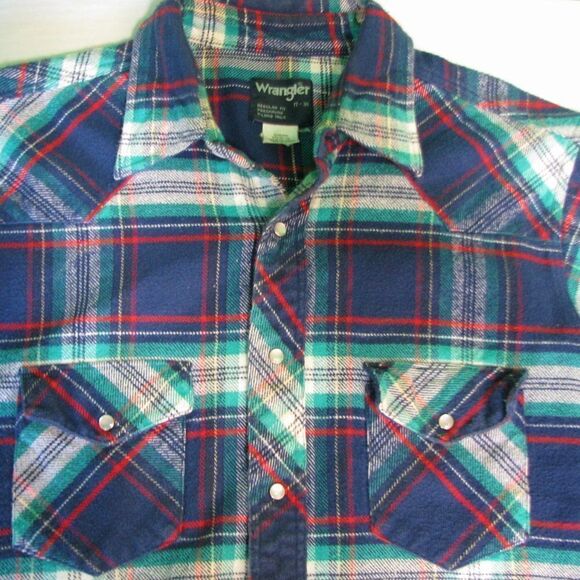 Vintage Wrangler Pearl-Snap Flannel Shirt - Picture 1 of 7